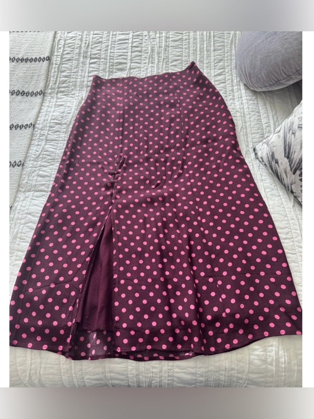 Anthropologie Maeve The Lille Side Slit ~Retro Summer ~Polka Dot Midi Skirt - Picture 5 of 7